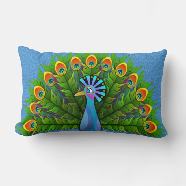Peacock Lumbar Pillow (Front)