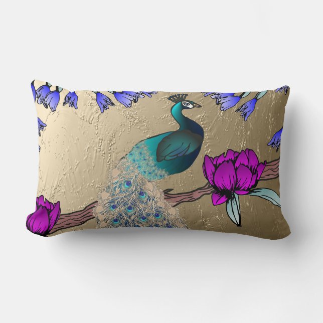 Peacock Lumbar Pillow (Front)