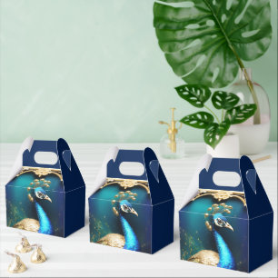 Peacock luxurious bird art nouveau country wedding favor box