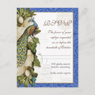 Peacock Magnolia Floral Swirl Mariage damassé RSVP