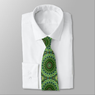 Peacock Mandala Kaleidoscope Medallion Flower Tie