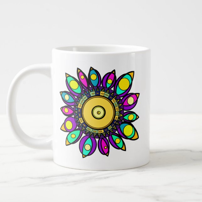PEACOCK MANDALA LARGE COFFEE MUG (Left)