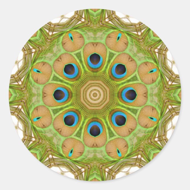Peacock Mandala 'Scopes Classic Round Sticker (Front)