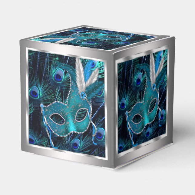 Peacock Masquerade Party Favor Box (Back Side)