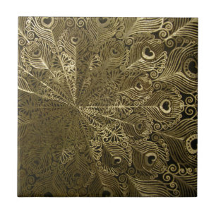 Peacock metal tray tile