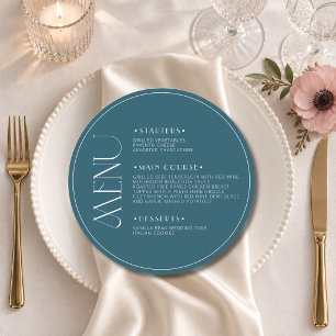 Peacock Modern Round Welcome Wedding Dinner Menu