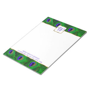 Peacock Monogram Personalized Notepad