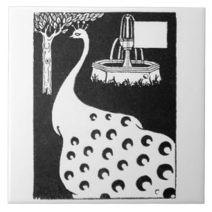 Peacock motif, from 'Le Morte d'Arthur' (litho) Tile