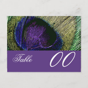 Peacock n purple table number postcard