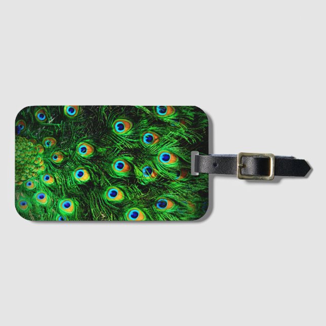 peacock notebook luggage tag (Front Horizontal)