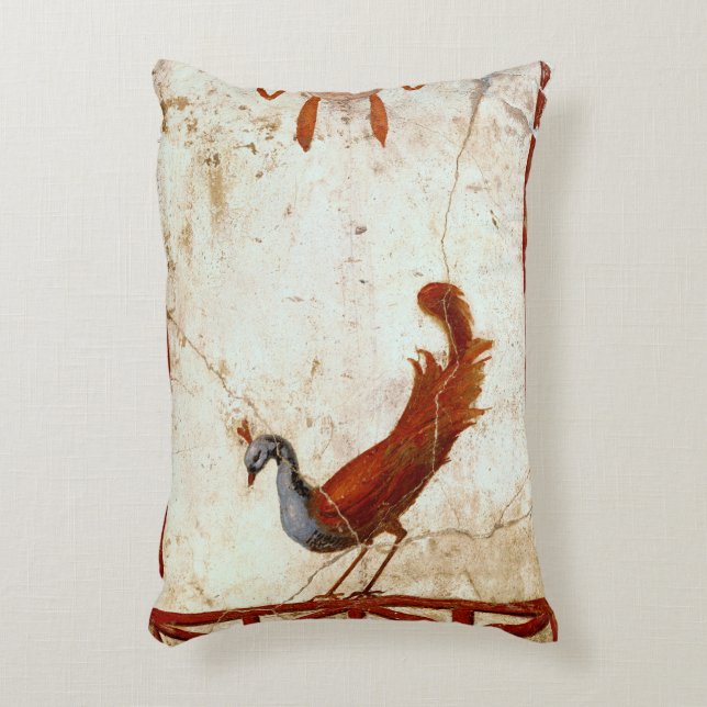 Peacock on Fresco Ancient Roman Antique Painting Accent Pillow (Front(Vertical))