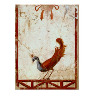 Peacock on Fresco Ancient Roman Antique Painting Poster