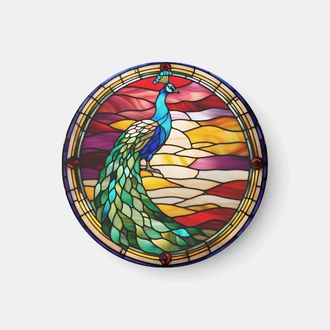 Peacock on Pink Magnet (Front)
