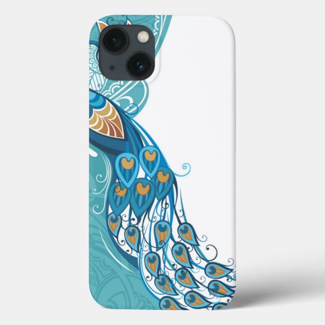 Peacock on Teal Illustration Case-Mate iPhone Case (Back)