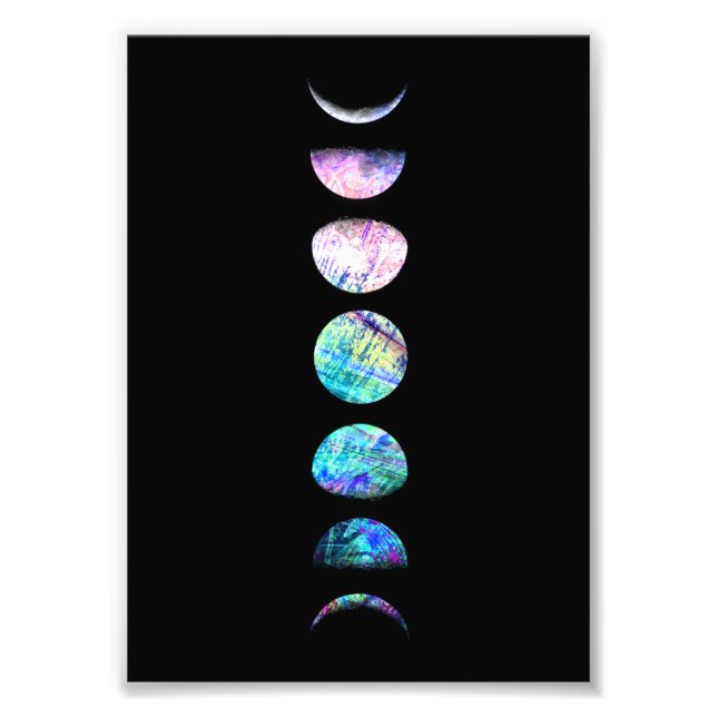 Peacock Opal Moon Phases Art Print (Front)