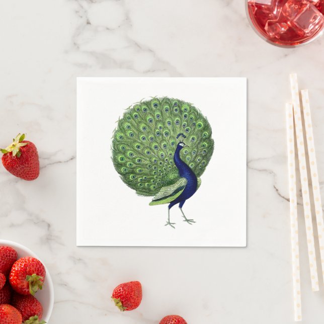 Peacock Open Fan Napkin (Insitu)
