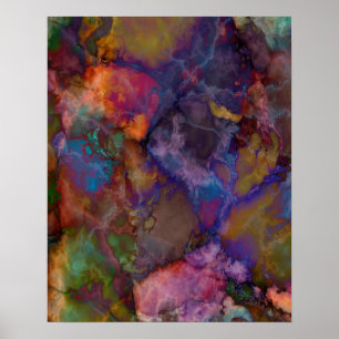 Peacock Ore Chalcopyrite Colourful Marble Pattern Poster