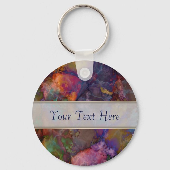 Peacock Ore Chalcopyrite Marble Keychain (Front)
