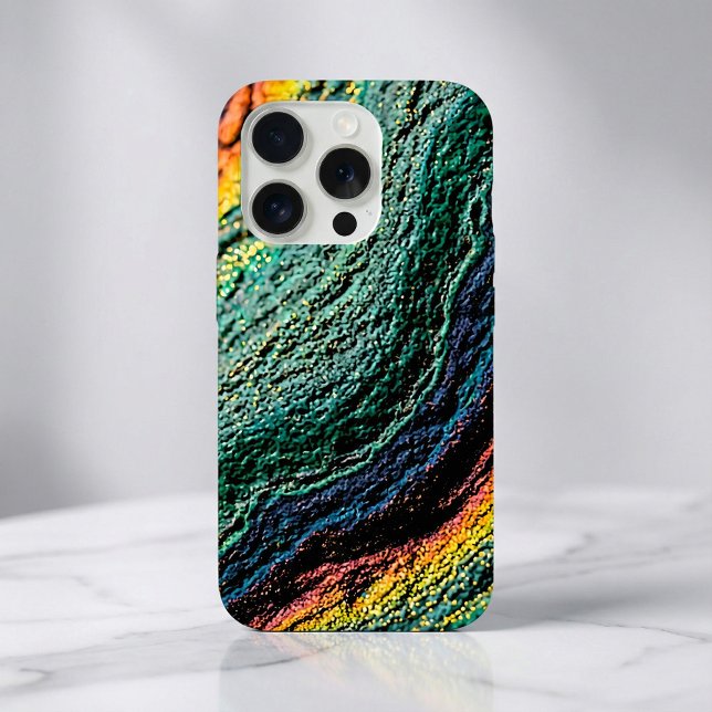 Peacock Ore Vibe Iridescent Teal Green Gold Oil iPhone Case (Creator Uploaded)