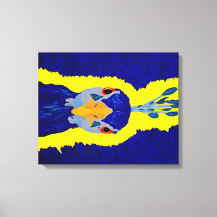 Peacock painting abstract with orange eyes canvas print