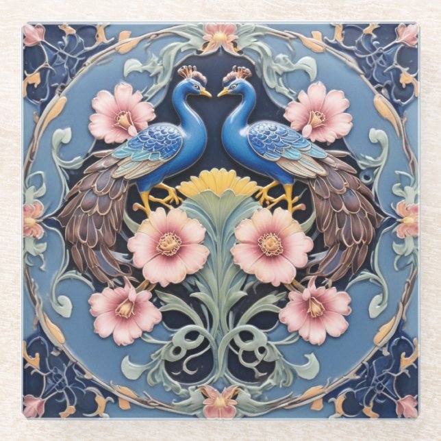 Peacock Pair Coaster (Front)