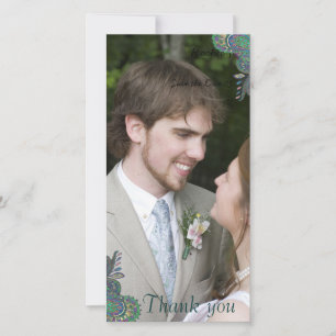 Peacock Paisley Mariage Carte photo Merci