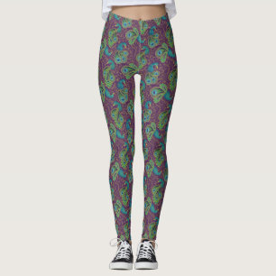 Peacock Paisley Pattern Purple Leggings