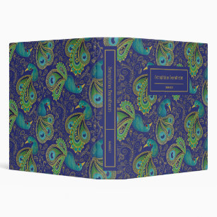 Peacock Paisley Royal Blue Monogram Binder