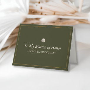 Peacock Palm Matron of Honour Wedding Day Card