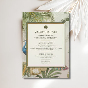 Peacock Palm Wedding Details Card