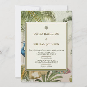 Peacock Palm Wedding Invitation