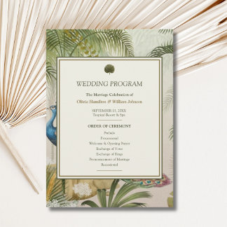 Peacock Palm Wedding Program