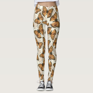 Peacock pansy butterfly pattern leggings