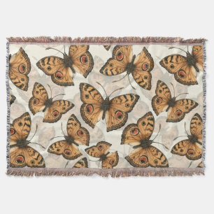 Peacock pansy butterfly pattern throw blanket
