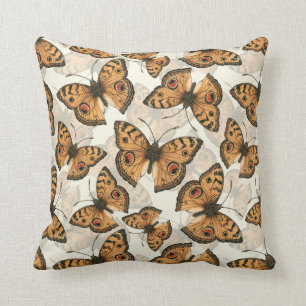 Peacock pansy butterfly pattern throw pillow