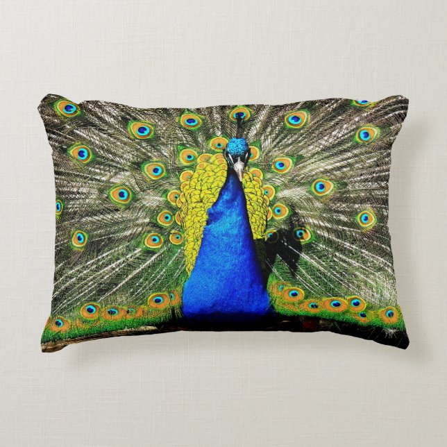 Peacock Paradise Accent Pillow (Front)