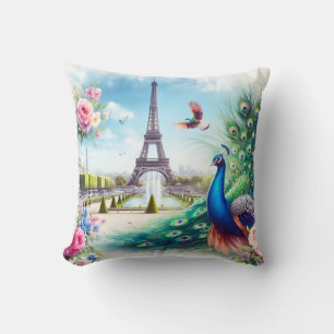peacock paris throw pillow