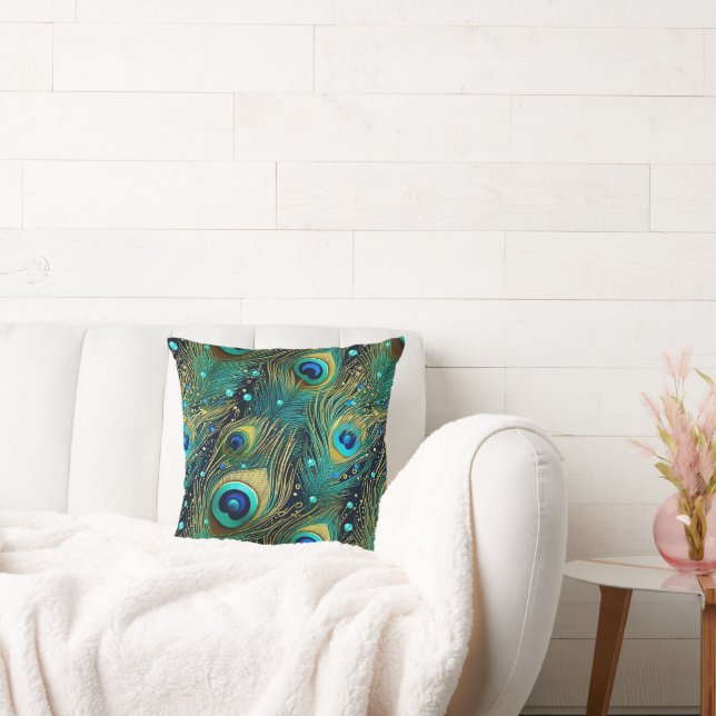 Peacock Passion Throw Pillow (Couch)