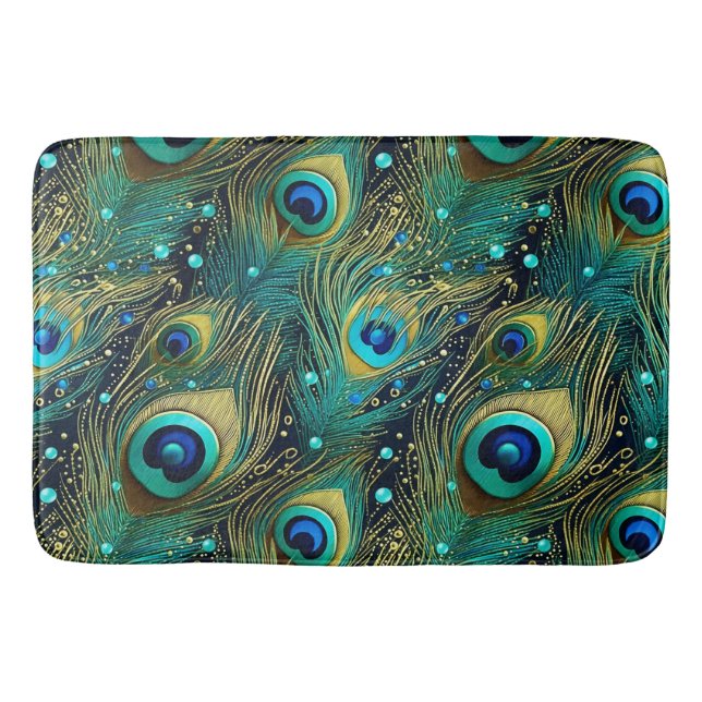 Peacock Passion Throw Pillow Bath Mat (Front)