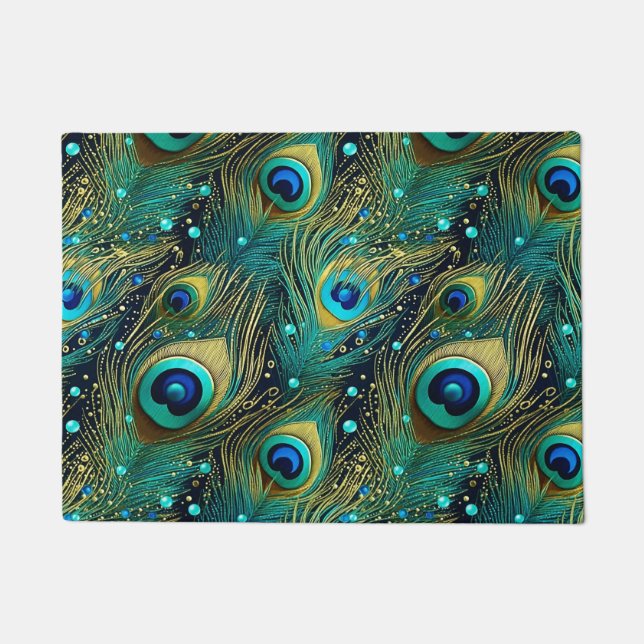 Peacock Passion Throw Pillow Doormat (Front)