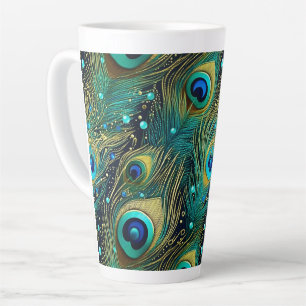 Peacock Passion Throw Pillow Latte Mug