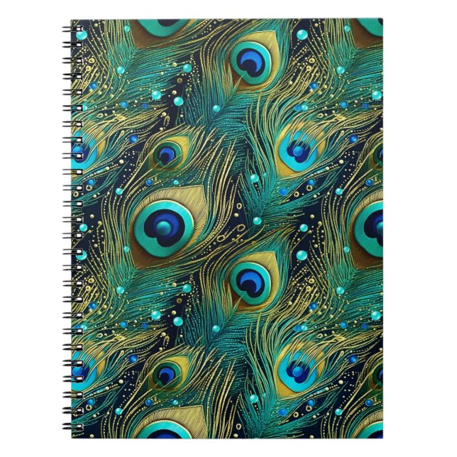Peacock Passion Throw Pillow Notebook (Front)