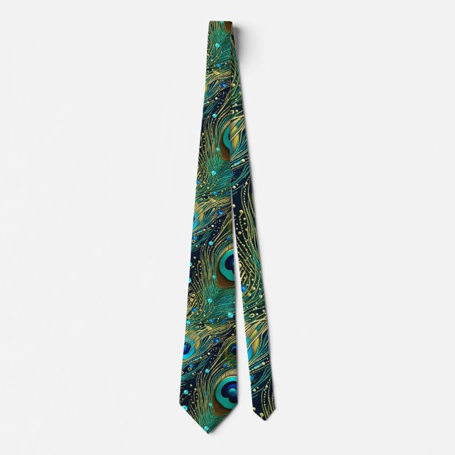 Peacock Passion Throw Pillow Tie (Front)