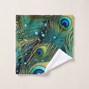 Peacock Passion Throw Pillow Wash Cloth