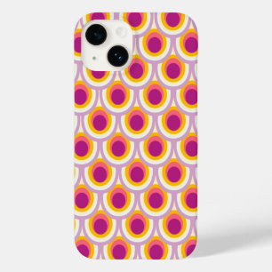 Peacock pattern bright pink yellow Case-Mate iPhone 14 case