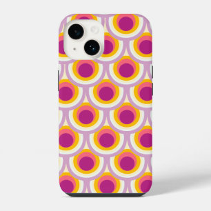 Peacock pattern bright pink yellow iPhone 14 case
