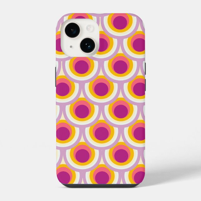 Peacock pattern bright pink yellow iPhone case (Back)
