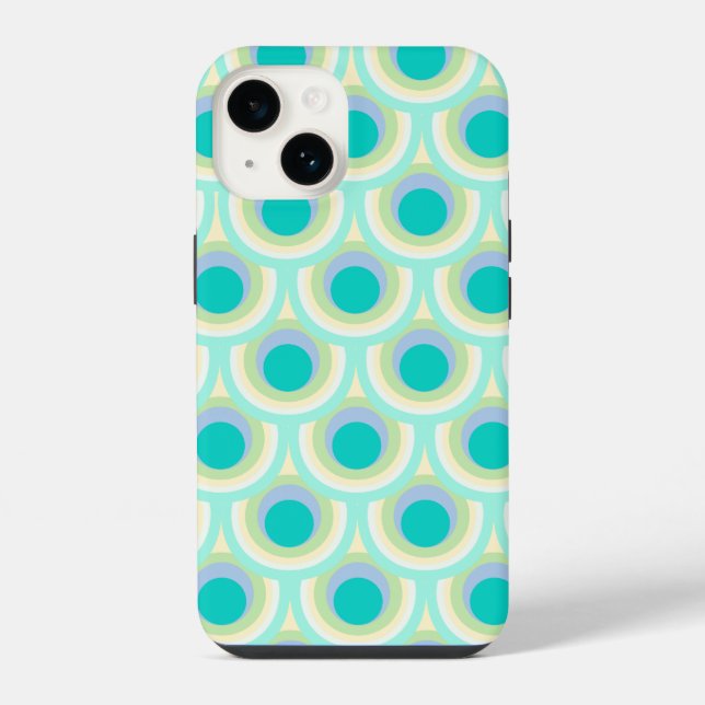 Peacock pattern mint aqua green  iPhone case (Back)