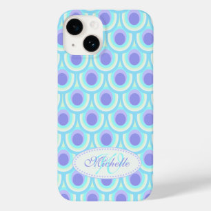 Peacock pattern purple blue name Case-Mate iPhone 14 case