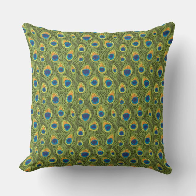 Peacock pattern throw pillow (Front)